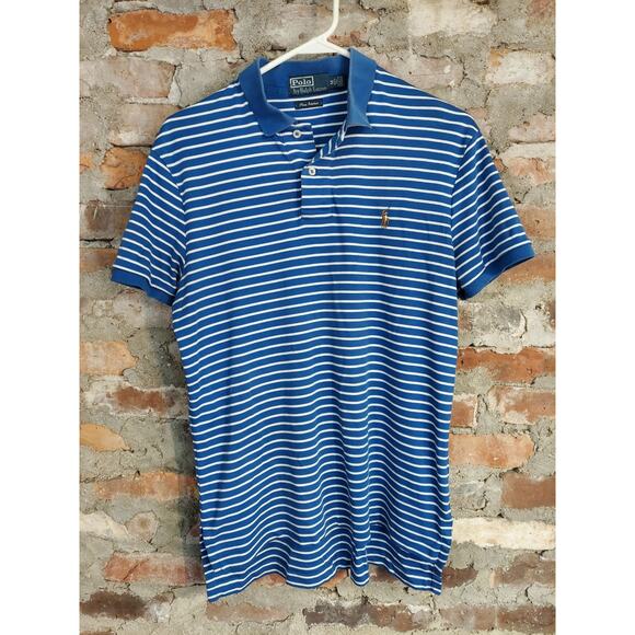 Polo Ralph Lauren Other - Polo by Ralph Lauren Shirt Mens Sz M Logo Embroidered Polo Blue Stripe Pony Rp